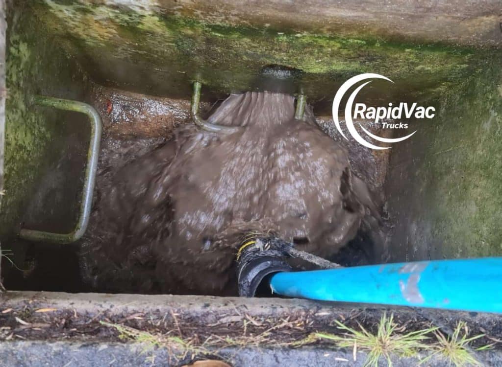 Industrial cleaning service using high-powered vacuum trucks in Perth.